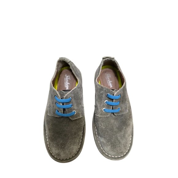 Florsheim Boys Gray Suede Granp Core Dressing Shoes With Blue Laces Size 1 - Picture 1 of 10